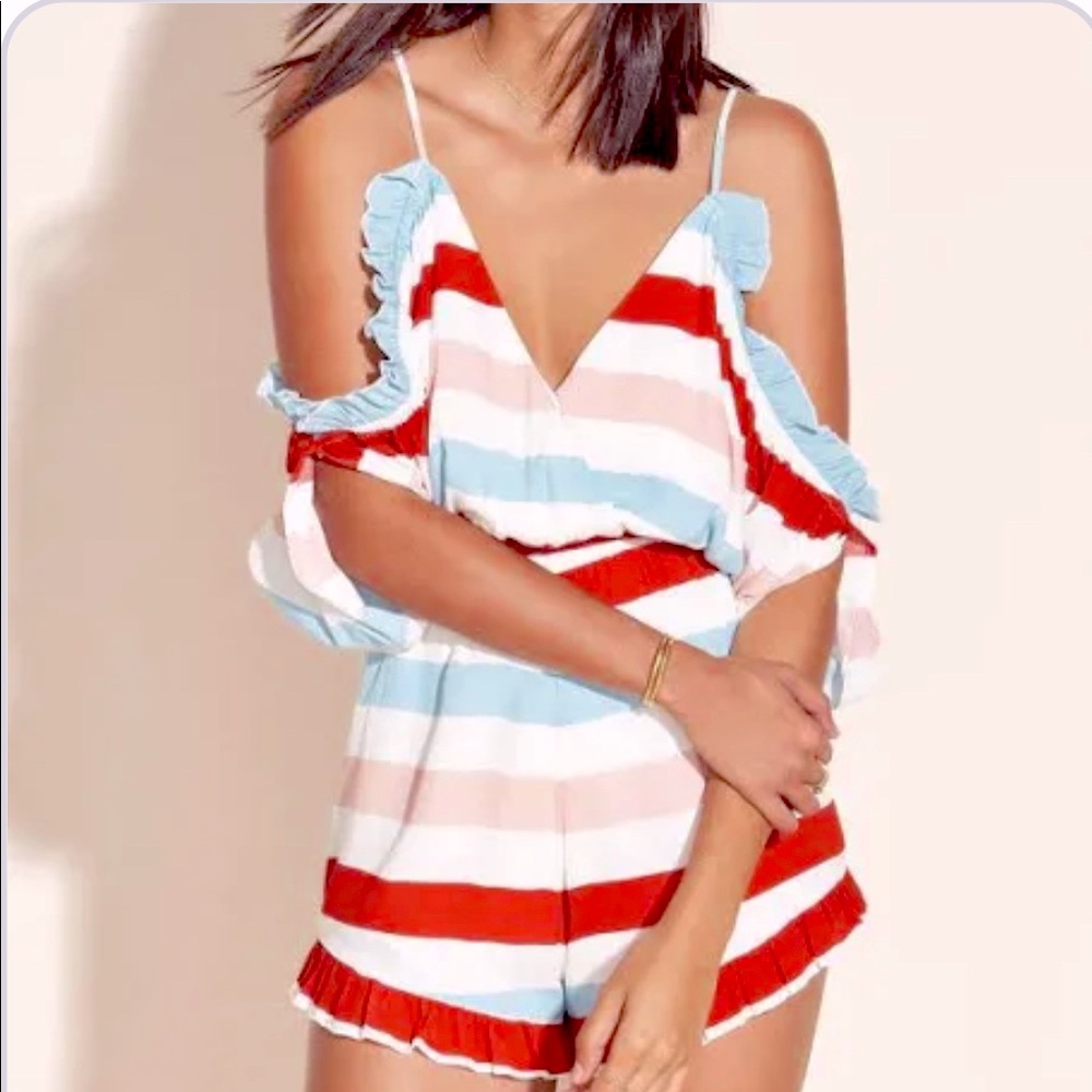 Lovers and Friends Malia Stripe Romper XS